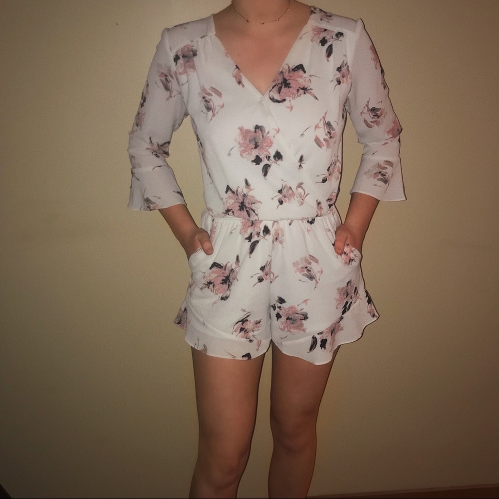 White Floral Romper